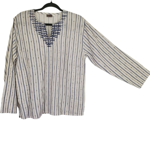 Natural Threads Embroidered Woman's top Size Large BOHO Textured - Picture 3 of 7